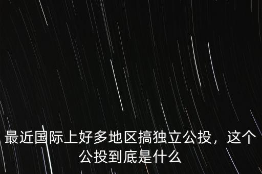 最近國(guó)際上好多地區(qū)搞獨(dú)立公投，這個(gè)公投到底是什么