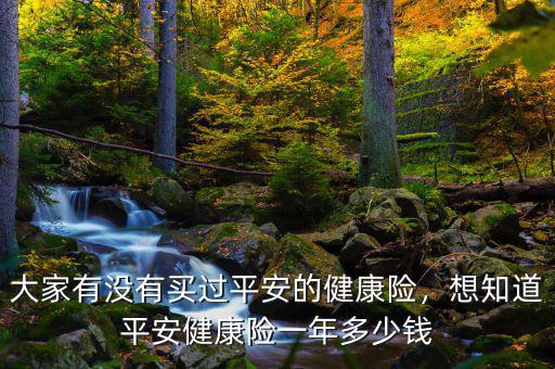 大家有沒有買過平安的健康險，想知道平安健康險一年多少錢