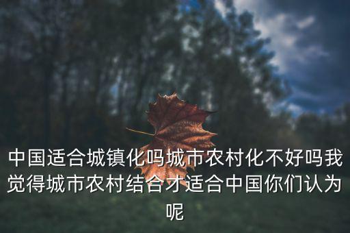 中國(guó)適合城鎮(zhèn)化嗎城市農(nóng)村化不好嗎我覺得城市農(nóng)村結(jié)合才適合中國(guó)你們認(rèn)為呢
