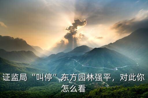 證監(jiān)局“叫停”東方園林強平，對此你怎么看