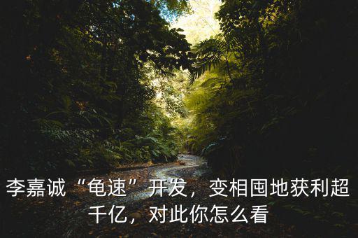 李嘉誠“龜速”開發(fā)，變相囤地獲利超千億，對此你怎么看