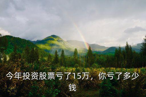 今年投資股票虧了15萬(wàn)，你虧了多少錢(qián)