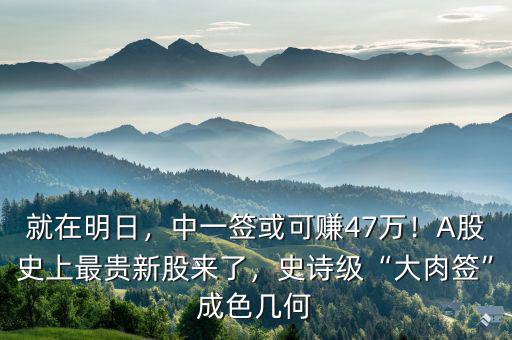 就在明日，中一簽或可賺47萬！A股史上最貴新股來了，史詩級“大肉簽”成色幾何