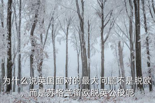 為什么說(shuō)英國(guó)面對(duì)的最大問(wèn)題不是脫歐，而是蘇格蘭留歐脫英公投呢