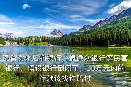沒(méi)有實(shí)體店的銀行，像微眾銀行等民營(yíng)銀行，假設(shè)銀行倒閉了，50萬(wàn)元內(nèi)的存款該找誰(shuí)賠付