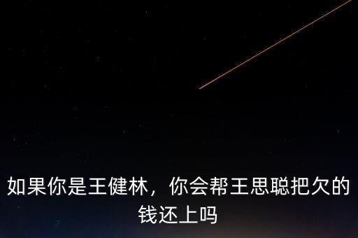 如果你是王健林，你會(huì)幫王思聰把欠的錢(qián)還上嗎