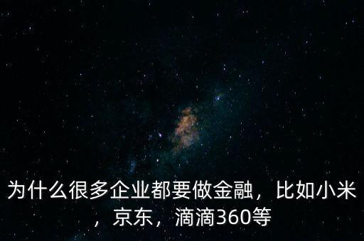 為什么很多企業(yè)都要做金融，比如小米，京東，滴滴360等