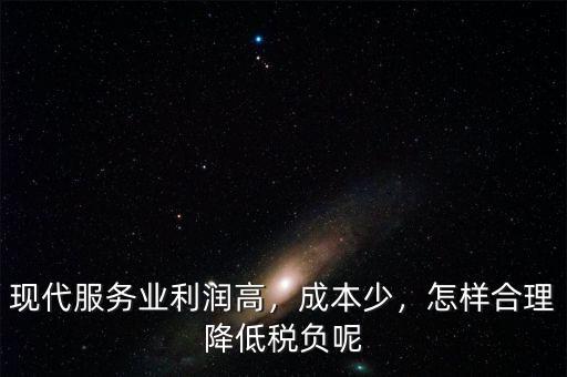 現(xiàn)代服務(wù)業(yè)利潤(rùn)高，成本少，怎樣合理降低稅負(fù)呢