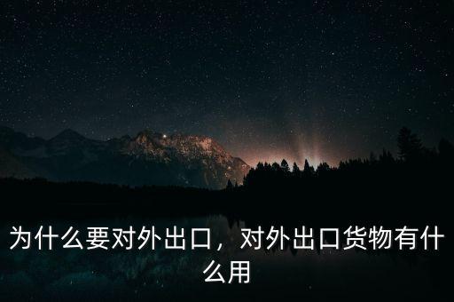 為什么要對外出口，對外出口貨物有什么用