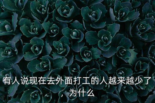 有人說現(xiàn)在去外面打工的人越來越少了，為什么