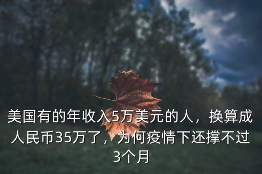 美國有的年收入5萬美元的人，換算成人民幣35萬了，為何疫情下還撐不過3個月