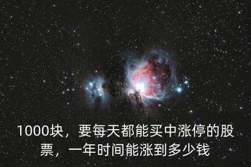 1000塊，要每天都能買中漲停的股票，一年時間能漲到多少錢