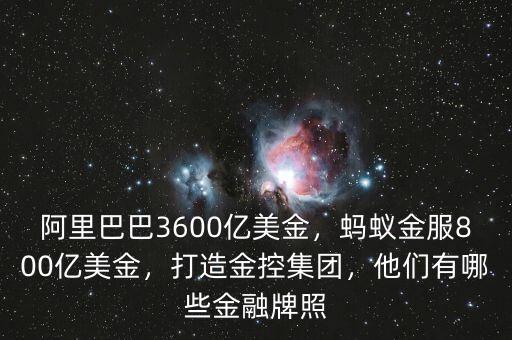阿里巴巴3600億美金，螞蟻金服800億美金，打造金控集團(tuán)，他們有哪些金融牌照