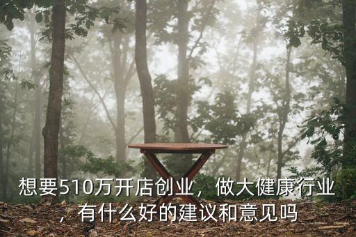 想要510萬開店創(chuàng)業(yè)，做大健康行業(yè)，有什么好的建議和意見嗎