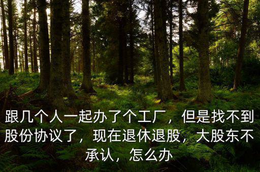 跟幾個(gè)人一起辦了個(gè)工廠，但是找不到股份協(xié)議了，現(xiàn)在退休退股，大股東不承認(rèn)，怎么辦