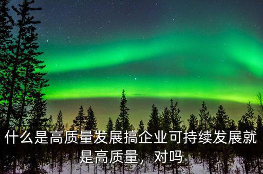 什么是高質(zhì)量發(fā)展搞企業(yè)可持續(xù)發(fā)展就是高質(zhì)量，對(duì)嗎
