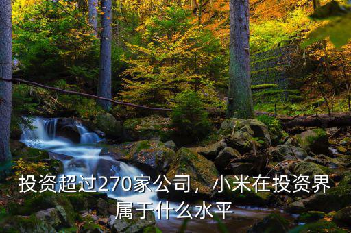 投資超過270家公司，小米在投資界屬于什么水平