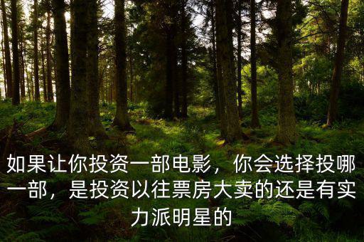 如果讓你投資一部電影，你會(huì)選擇投哪一部，是投資以往票房大賣的還是有實(shí)力派明星的