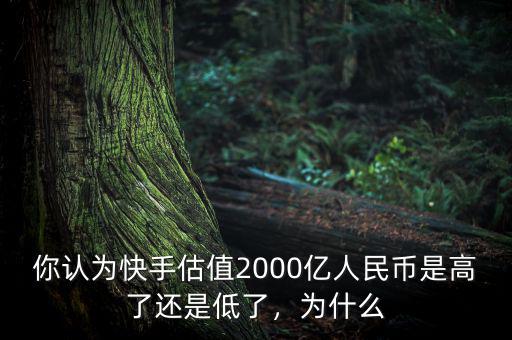 你認(rèn)為快手估值2000億人民幣是高了還是低了，為什么