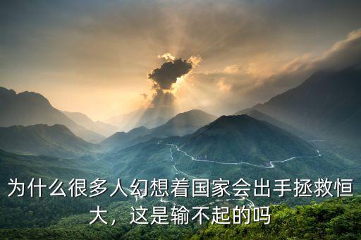 為什么很多人幻想著國家會出手拯救恒大，這是輸不起的嗎