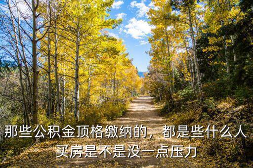那些公積金頂格繳納的，都是些什么人買房是不是沒一點壓力