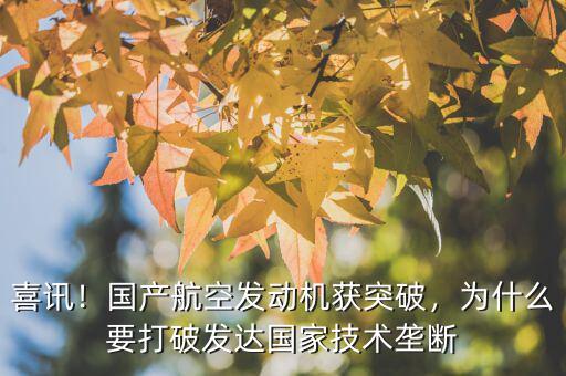 喜訊！國(guó)產(chǎn)航空發(fā)動(dòng)機(jī)獲突破，為什么要打破發(fā)達(dá)國(guó)家技術(shù)壟斷