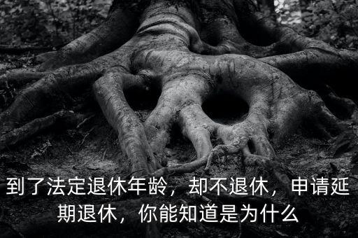 到了法定退休年齡，卻不退休，申請延期退休，你能知道是為什么
