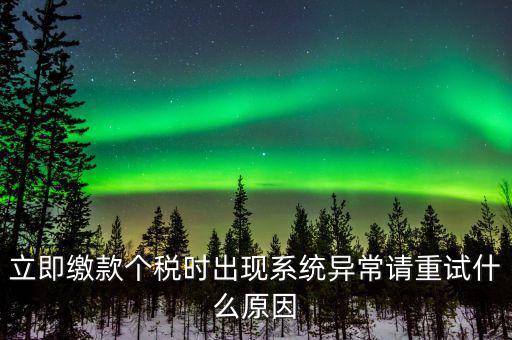銀聯(lián)在線繳稅異常是什么原因，立即繳款個(gè)稅時(shí)出現(xiàn)系統(tǒng)異常請(qǐng)重試什么原因