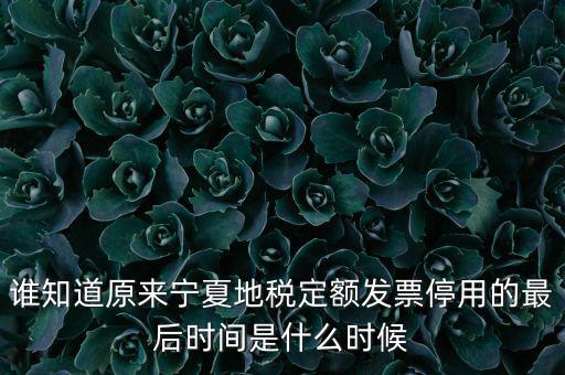 地稅的發(fā)票什么時候不能用，誰知道原來寧夏地稅定額發(fā)票停用的最后時間是什么時候