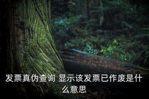 發(fā)票真?zhèn)尾樵?xún) 顯示該發(fā)票已作廢是什么意思