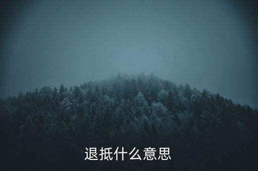 什么叫做退抵稅，退抵什么意思