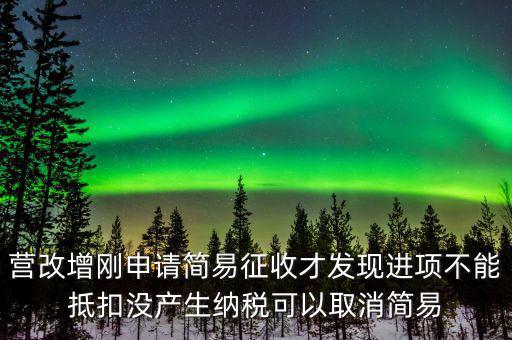 營改增剛申請簡易征收才發(fā)現進項不能抵扣沒產生納稅可以取消簡易