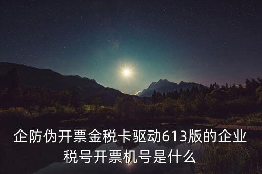 金稅盤企業(yè)稅號是什么，企防偽開票金稅卡驅(qū)動613版的企業(yè)稅號開票機(jī)號是什么