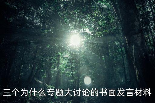 三個(gè)為什么專題大討論的書面發(fā)言材料