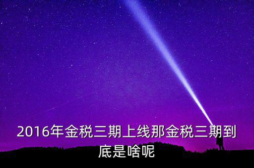 金稅三期什么時候改革，2016年金稅三期上線那金稅三期到底是啥呢