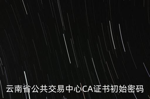 ca證書的原始密碼是什么意思，云南省公共交易中心CA證書初始密碼
