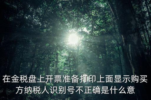 在金稅盤上開(kāi)票準(zhǔn)備打印上面顯示購(gòu)買方納稅人識(shí)別號(hào)不正確是什么意