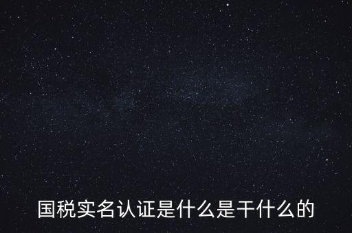 國稅實名制認(rèn)證要什么，國稅實名認(rèn)證是什么是干什么的