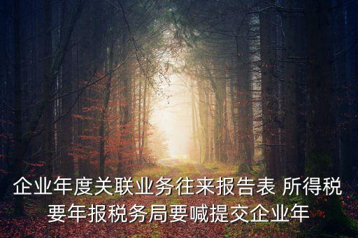 企業(yè)年度關(guān)聯(lián)業(yè)務(wù)往來(lái)報(bào)告表 所得稅要年報(bào)稅務(wù)局要喊提交企業(yè)年
