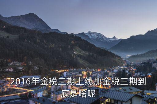 金稅三期客戶端 是什么，金稅三期是什么意思