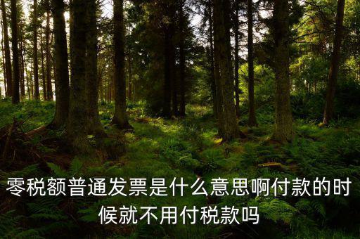 什么叫0稅率發(fā)票，零稅額普通發(fā)票是什么意思啊付款的時(shí)候就不用付稅款嗎