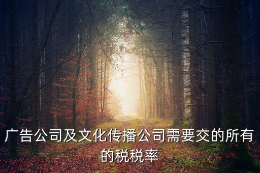 廣告公司交什么稅，廣告公司及文化傳播公司需要交的所有的稅稅率