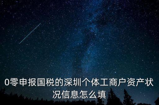 0零申報國稅的深圳個體工商戶資產狀況信息怎么填
