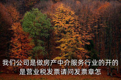 我們公司是做房產(chǎn)中介服務行業(yè)的開的是營業(yè)稅發(fā)票請問發(fā)票章怎