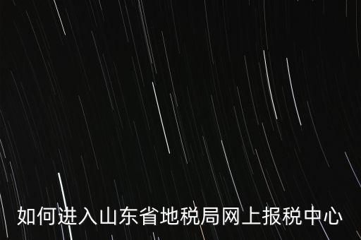 如何進入山東省地稅局網上報稅中心