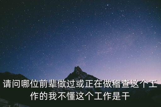 請(qǐng)問哪位前輩做過或正在做稽查這個(gè)工作的我不懂這個(gè)工作是干