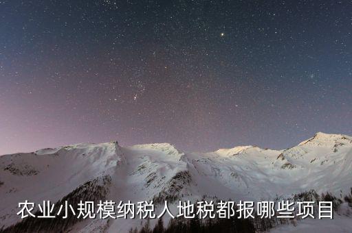 地稅農(nóng)產(chǎn)品需要報什么，農(nóng)業(yè)小規(guī)模納稅人地稅都報哪些項目