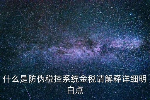 什么是防偽稅控系統(tǒng)金稅請解釋詳細(xì)明白點(diǎn)