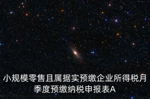 小規(guī)模零售且屬據(jù)實預(yù)繳企業(yè)所得稅月季度預(yù)繳納稅申報表A
