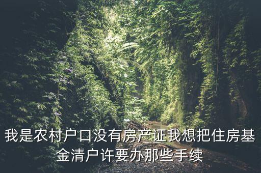 地稅清戶需要什么資料，我是農(nóng)村戶口沒有房產(chǎn)證我想把住房基金清戶許要辦那些手續(xù)